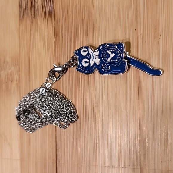 Sapphire Blue Kit-Cat Klock clock clip on charm necklace - Picture 3 of 6